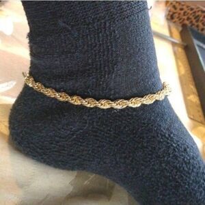 14kt Italy stamped gold Bonded Thick rope chain anklet‎